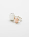 DOUBLE OVAL RING · STERLING SILVER AND GOLD
