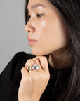 DOUBLE OVAL RING · STERLING SILVER AND GOLD