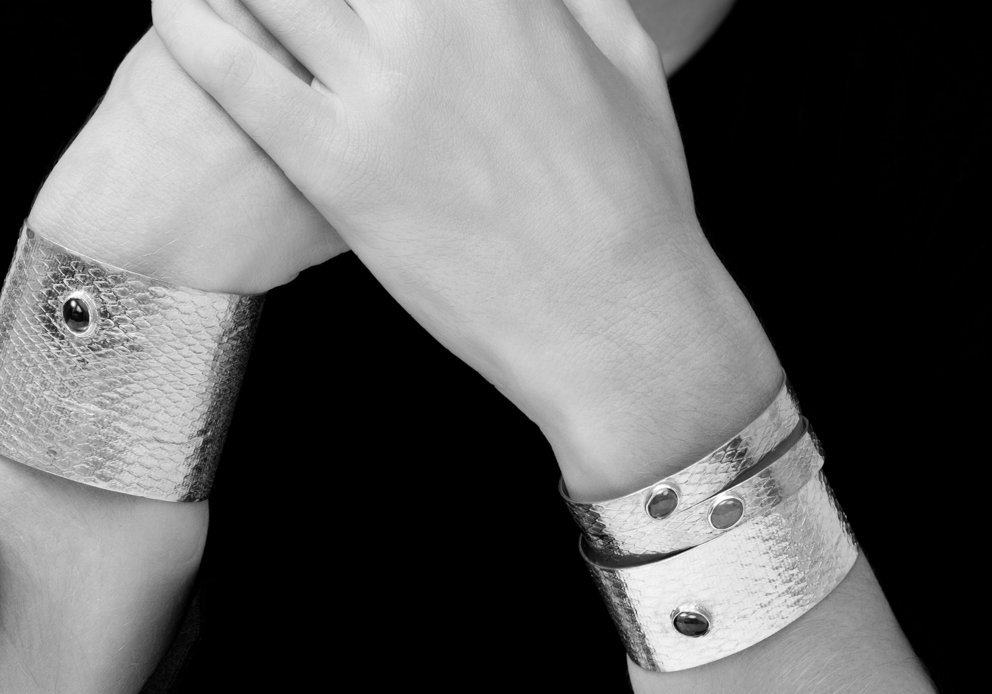 Sterling silver, natural gemstone setting in recycled 18kt yellow gold