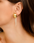 Nocturne modular sterling silver earring showcasing its versatile contemporary design by Carlota GuardiaGold worn by a model