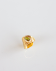 Reptilia vermeil earcuff with natural gemstone, close-up front angle.