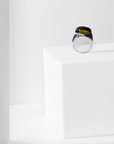 Core Ring in recycled sterling silver with natural stone, Carlota Guardia Jewelry, side view.