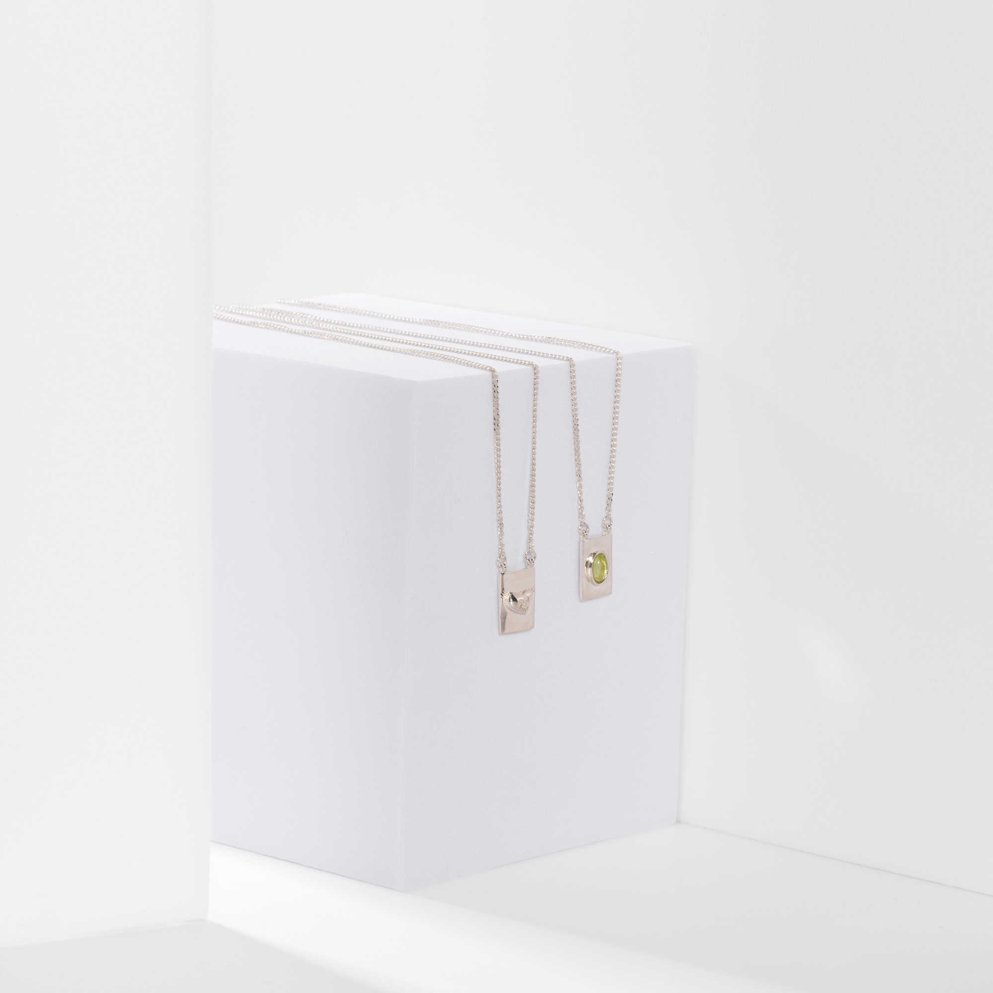 Grace scapular necklace by Carlota Guardia Jewelry from the Be Grateful collection, designed to support a daily gratitude ritual, crafted in recycled gold with natural gemstone.