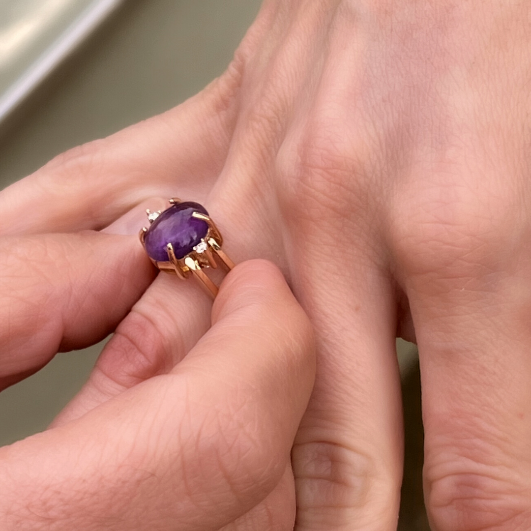 KINETIC YELLOW &amp; PURPLE SERIES · GOLD RING WITH NATURAL GEMSTONES AND DIAMONDS