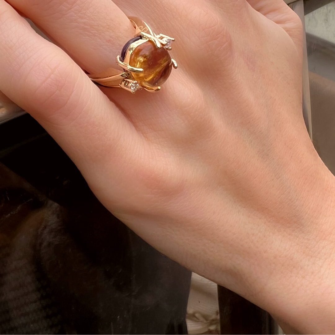 KINETIC YELLOW &amp; PURPLE SERIES · GOLD RING WITH NATURAL GEMSTONES AND DIAMONDS