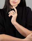 DOUBLE OVAL RING · STERLING SILVER AND GOLD